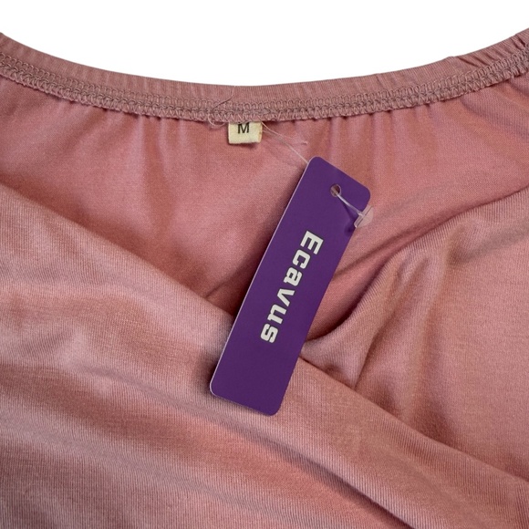 NWT Ecavus Maternity Maxi Dress Dusty Rose Off Shoulder Wrap Photoshoot Gown M - Picture 4 of 10